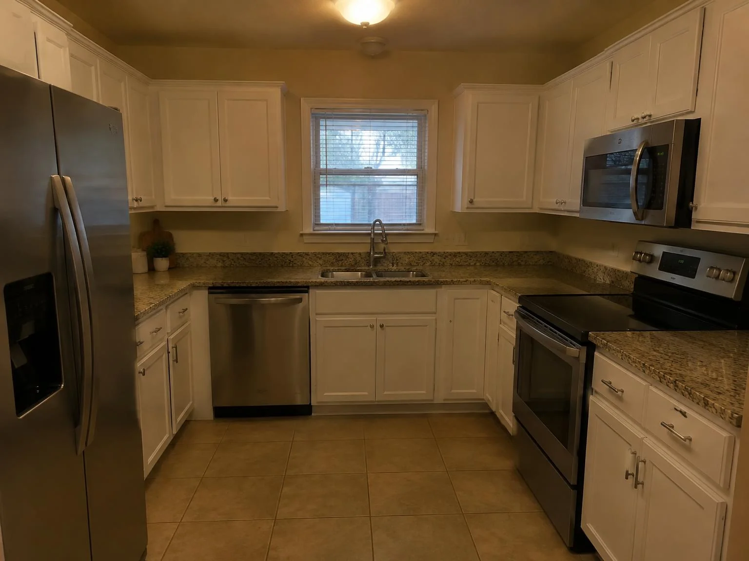 Before enhancement: yellow-toned kitchen photo